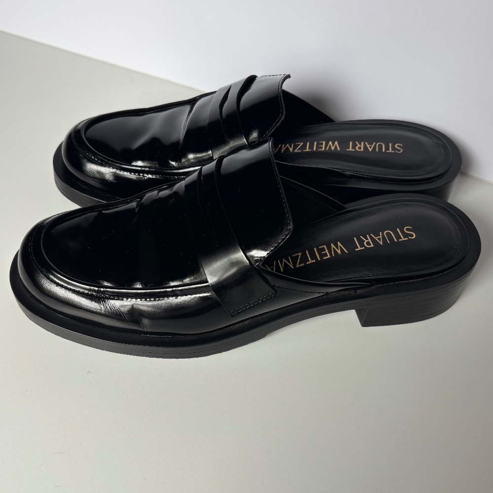 Stuart Weitzman SoHo mule loafers black patent leather 8 - Picture 4 of 11